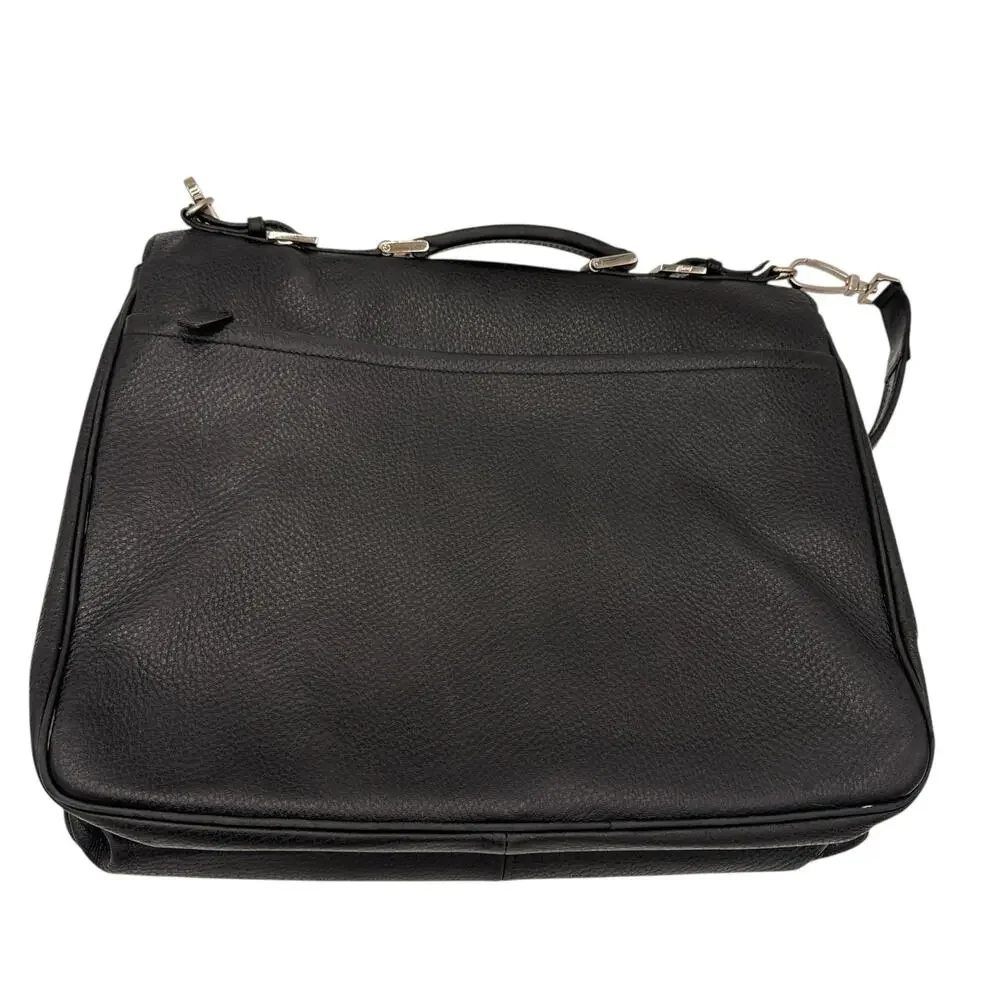 Brioni Men's Black Grained Leather Locked Combo Briefcase